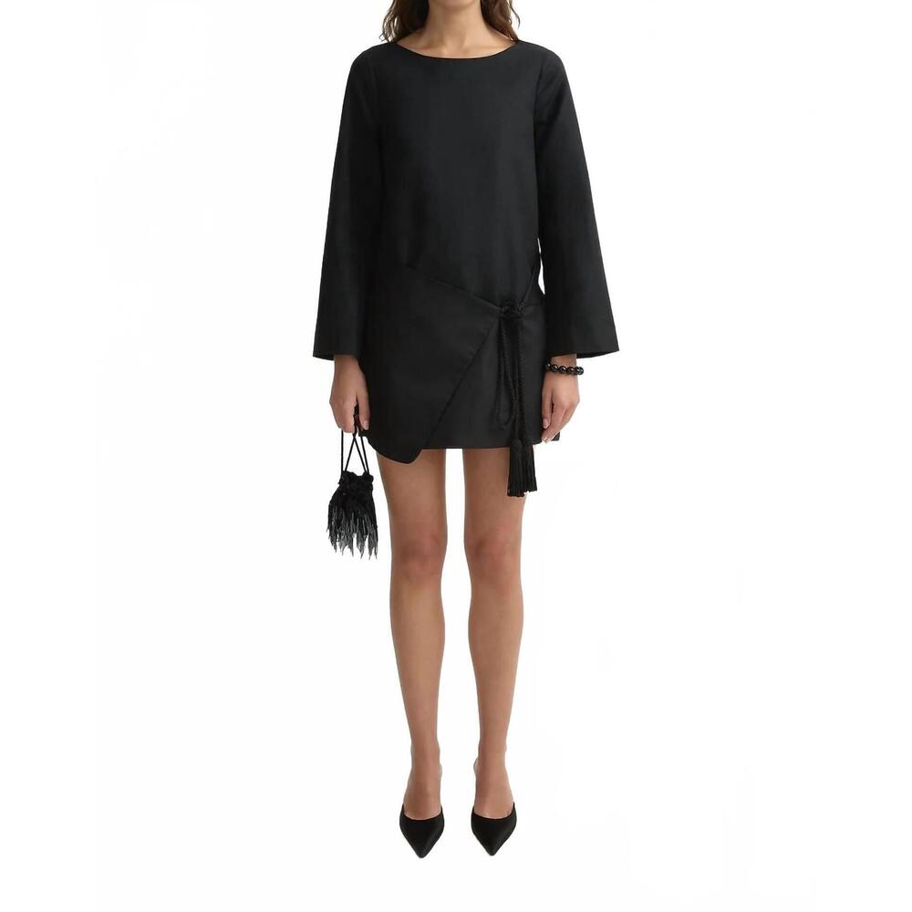 NEW POSSE yvette kaftan mini dress in black